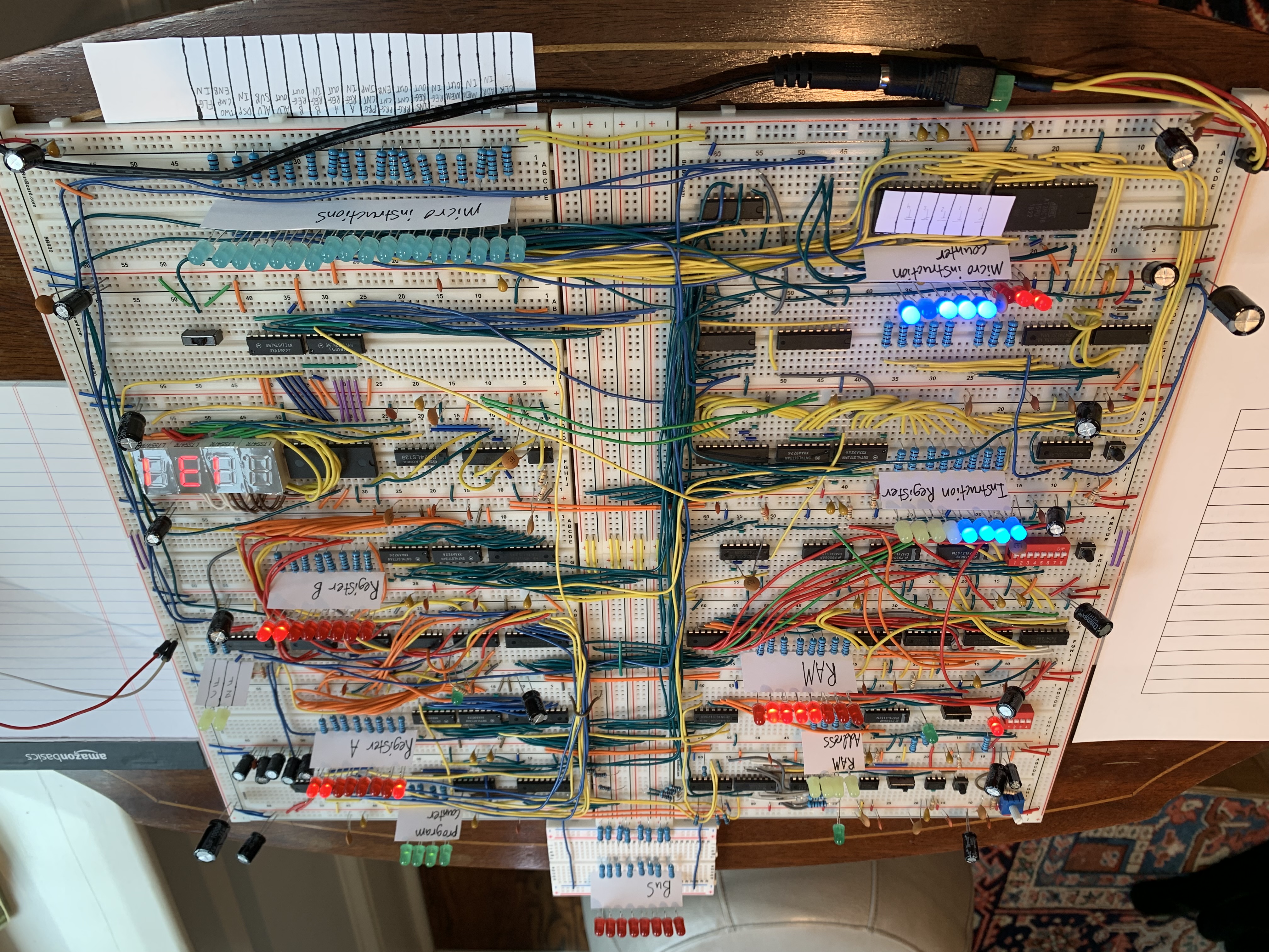 An 8-bit computer assembled on breadboards